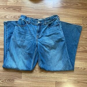 Abercrombie Kids High Rise Wide Leg Rhinestone Jeans